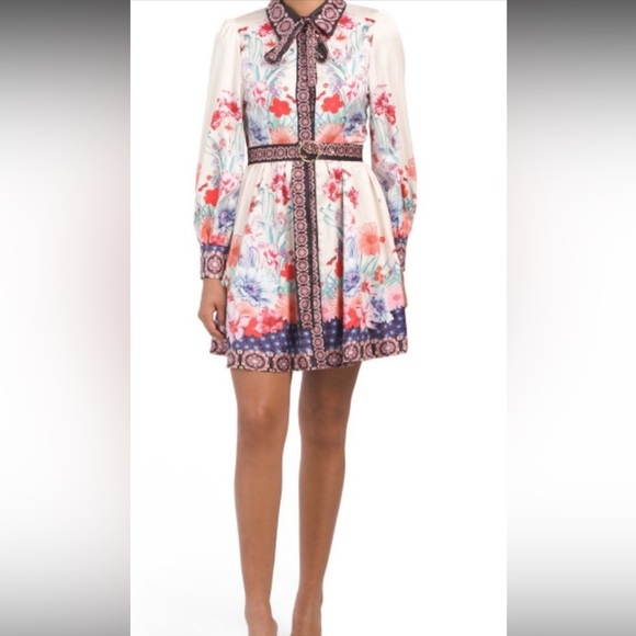 Dalia MacPhee long sleeve multi floral mini dress Size S - Picture 1 of 4
